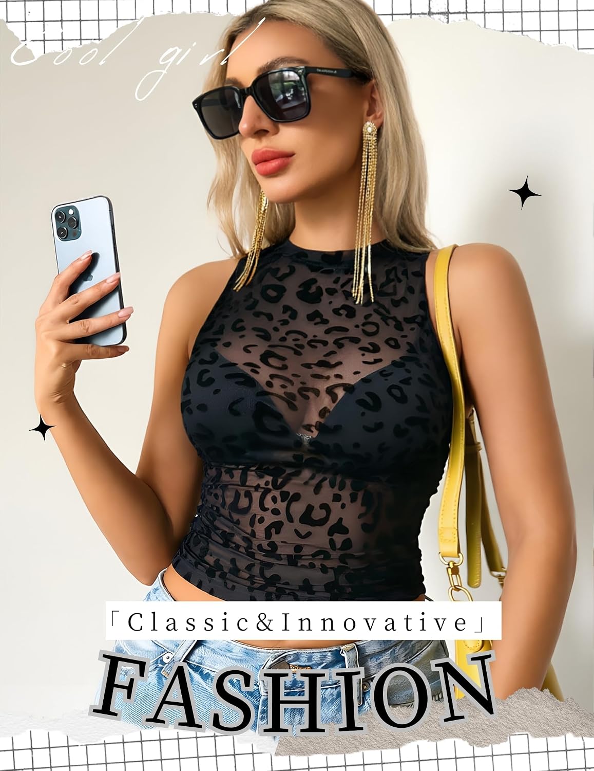 Avidlove Women Camisole Tops Sexy Mesh Tank Tops Cami Y2K See Through Undershirts Mini Going Out Top Lingerie
