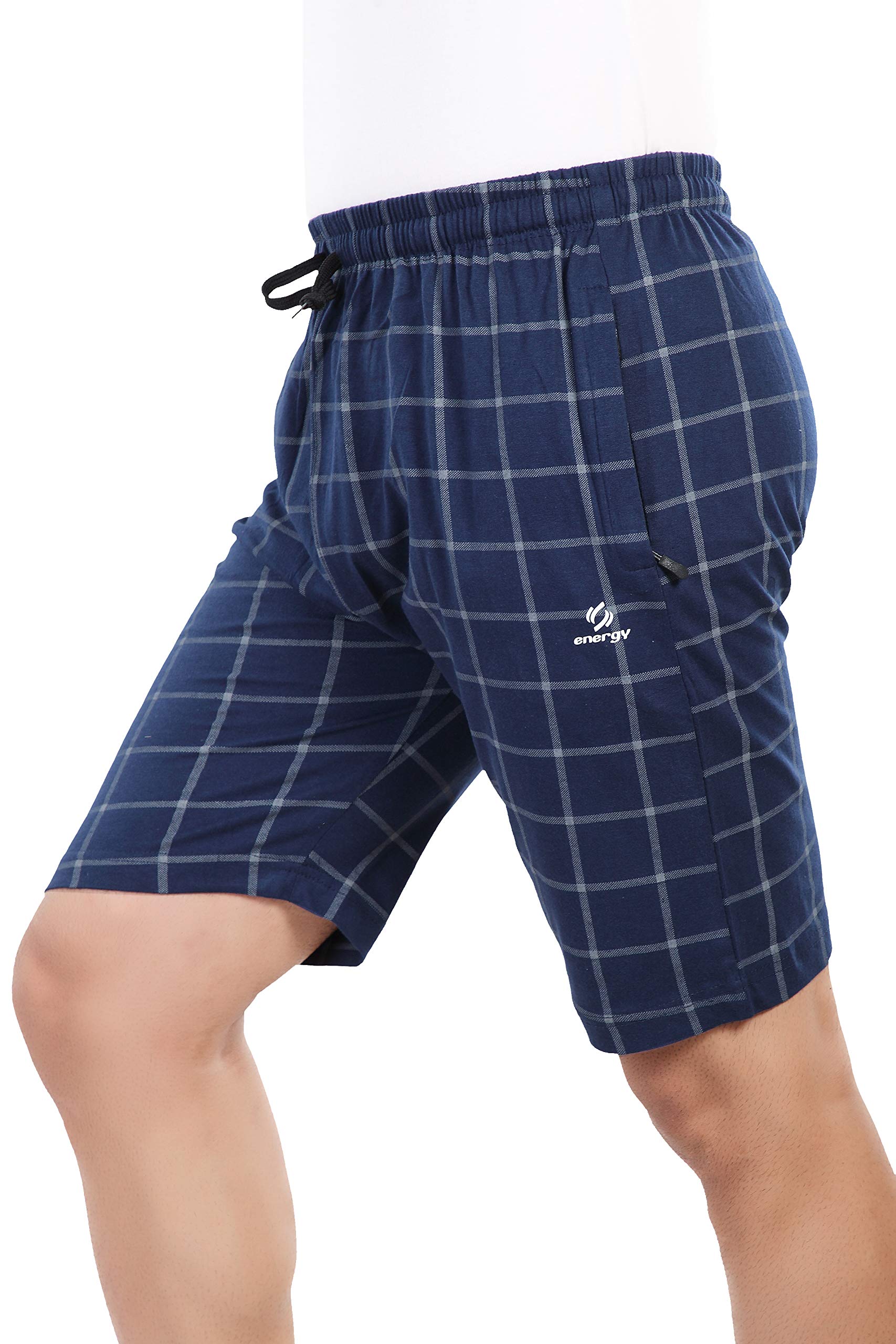 Mens Branded Box Checkered Printed Combo Shorts Blue-image-8