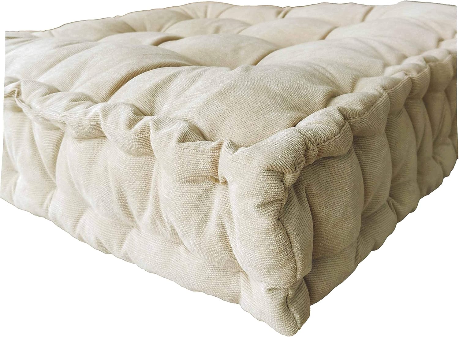 Floor Pillow 25x25 Inch,Square Meditation Cushion Floor Seating for Adults,Oversized Tufted seat Cushion Reading Nook for Kids, Yoga Meditation Pillow for Sitting on Floor, (Beige) : Home & Kitchen