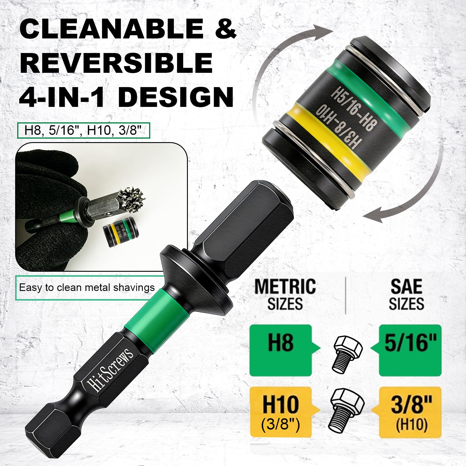 Amazon.com: HitScrews Cleanable & Reversible 4-in-1 Double-Ended