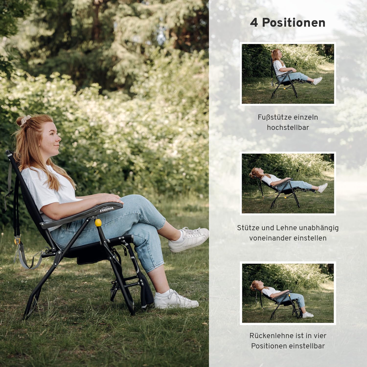 CAMPWERK Lounge Campingstuhl, Mit Liegefunktion & Futeil, Outdoorstuhl,  Faltstuhl, Klappstuhl, Camping Stuhl, Mit Handy- und Getrnkehalter,  Tragbar, Tragkraft bis 120 kg : Amazon.de: Sport & Freizeit