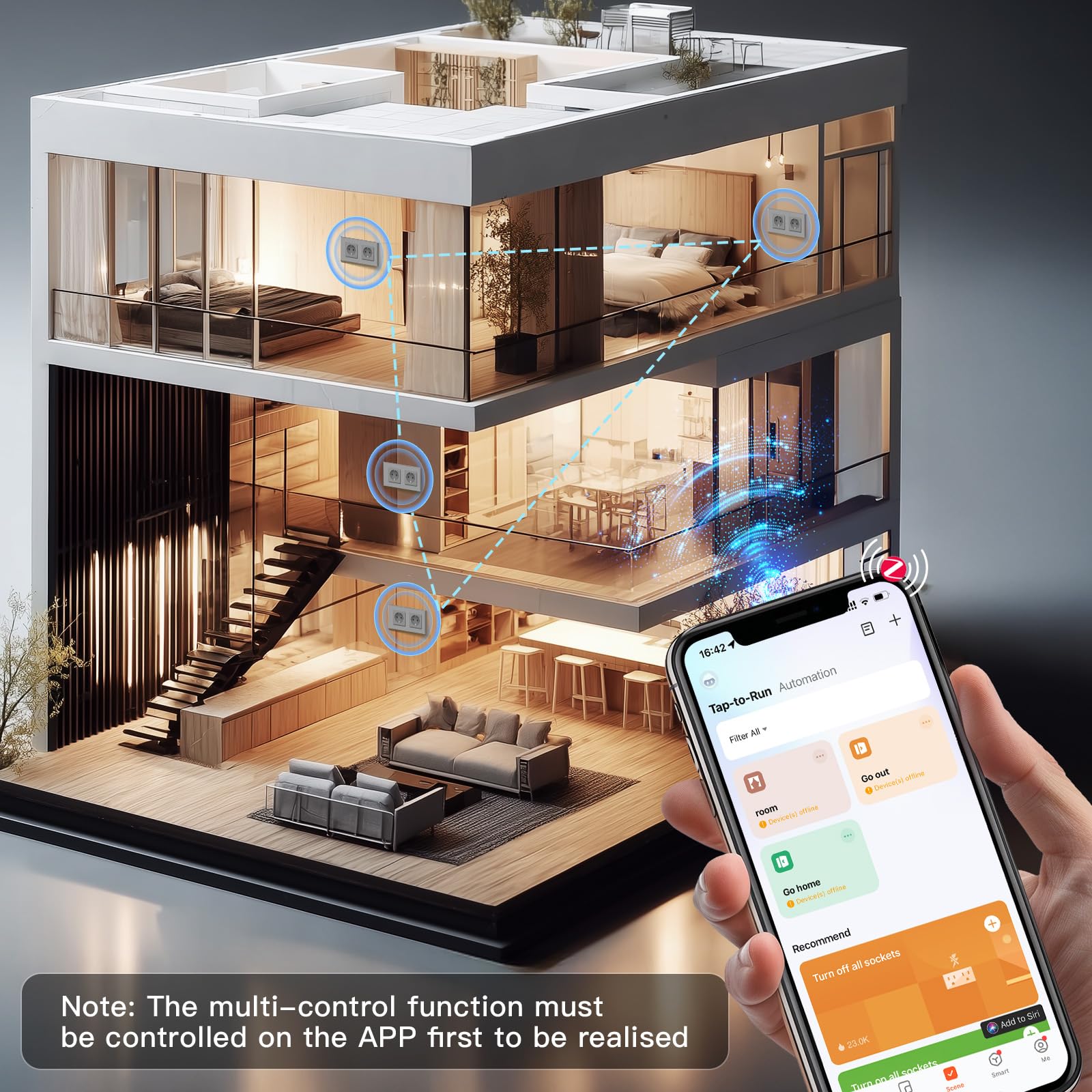BSEED Gniazdko Smart ZigBee, miernik kosztów energii, gniazdko Alexa ZigBee z pomiarem zużycia, 2-krotne gniazdko współpracuje z Amazon Alexa i Google Home, szare (wymagany hub ZigBee)