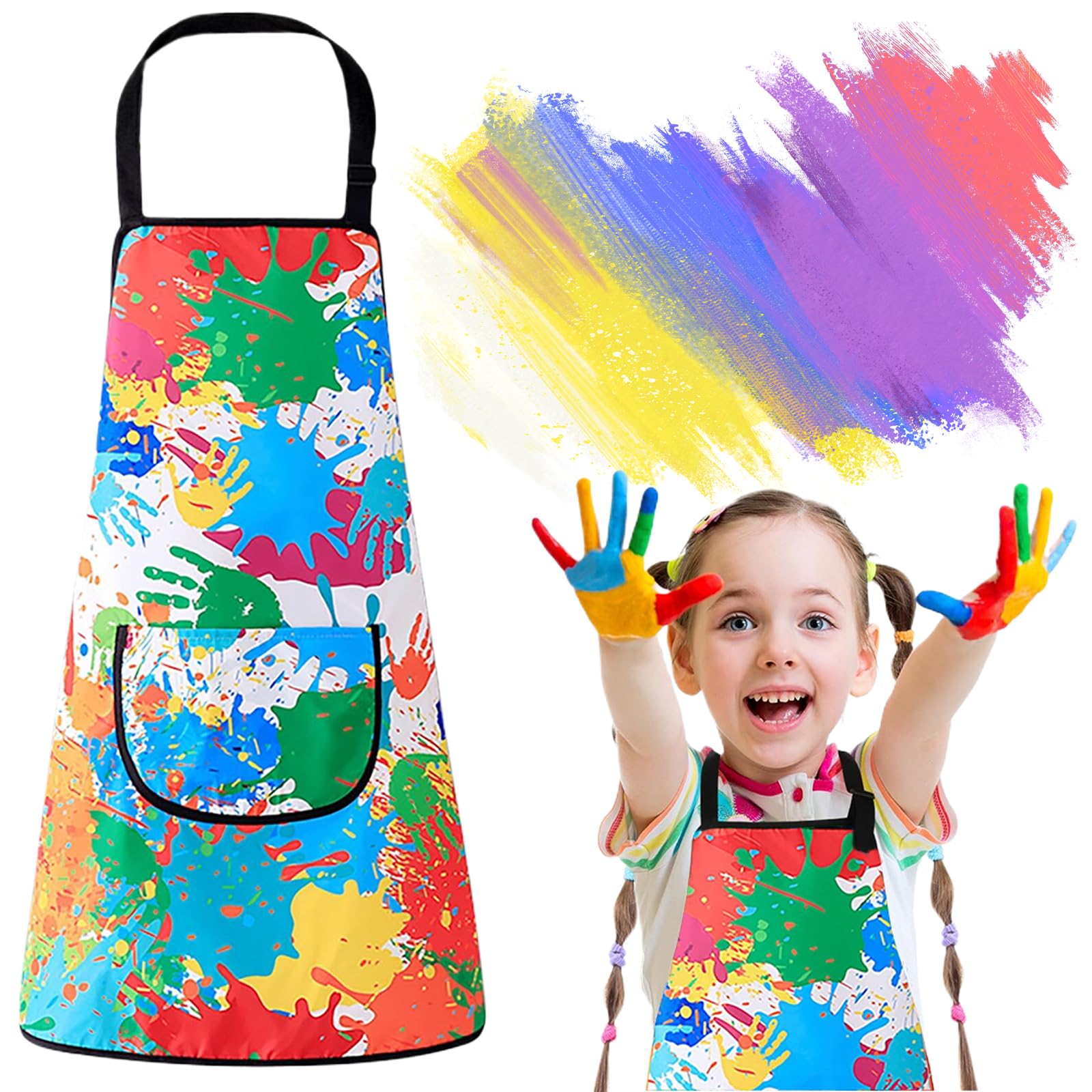 Tablier De Peinture Pour Enfants 3-8 Ans – Imperméable, Manches Longues, Réglable, Avec Poche – Idéal Pour Cuisiner, Bricoler Et Manger