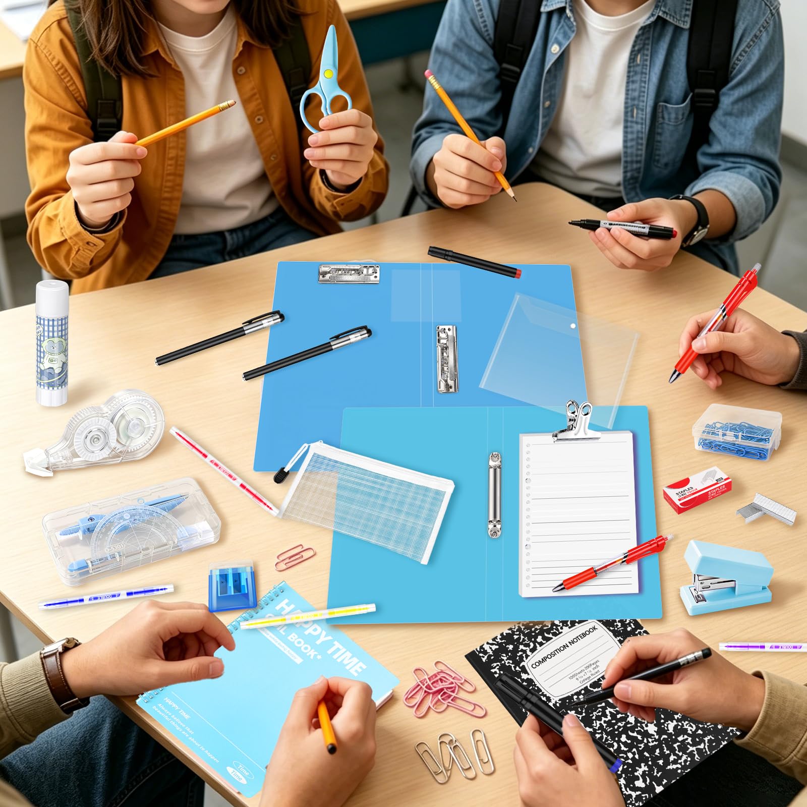 Kit de fournitures pour la rentrée scolaire pour la 7e à la 12e année avec cahiers, dossier, calculatrice, stylos, crayons, notes adhésives et fournitures d'organisation d'étude
