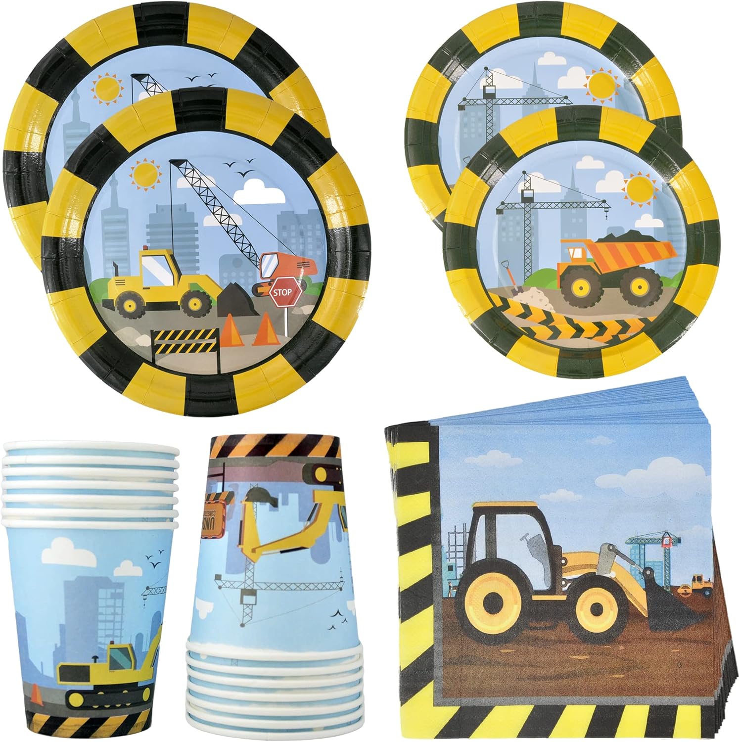 Construction Birthday Party Supplies (Serves 24)with 9