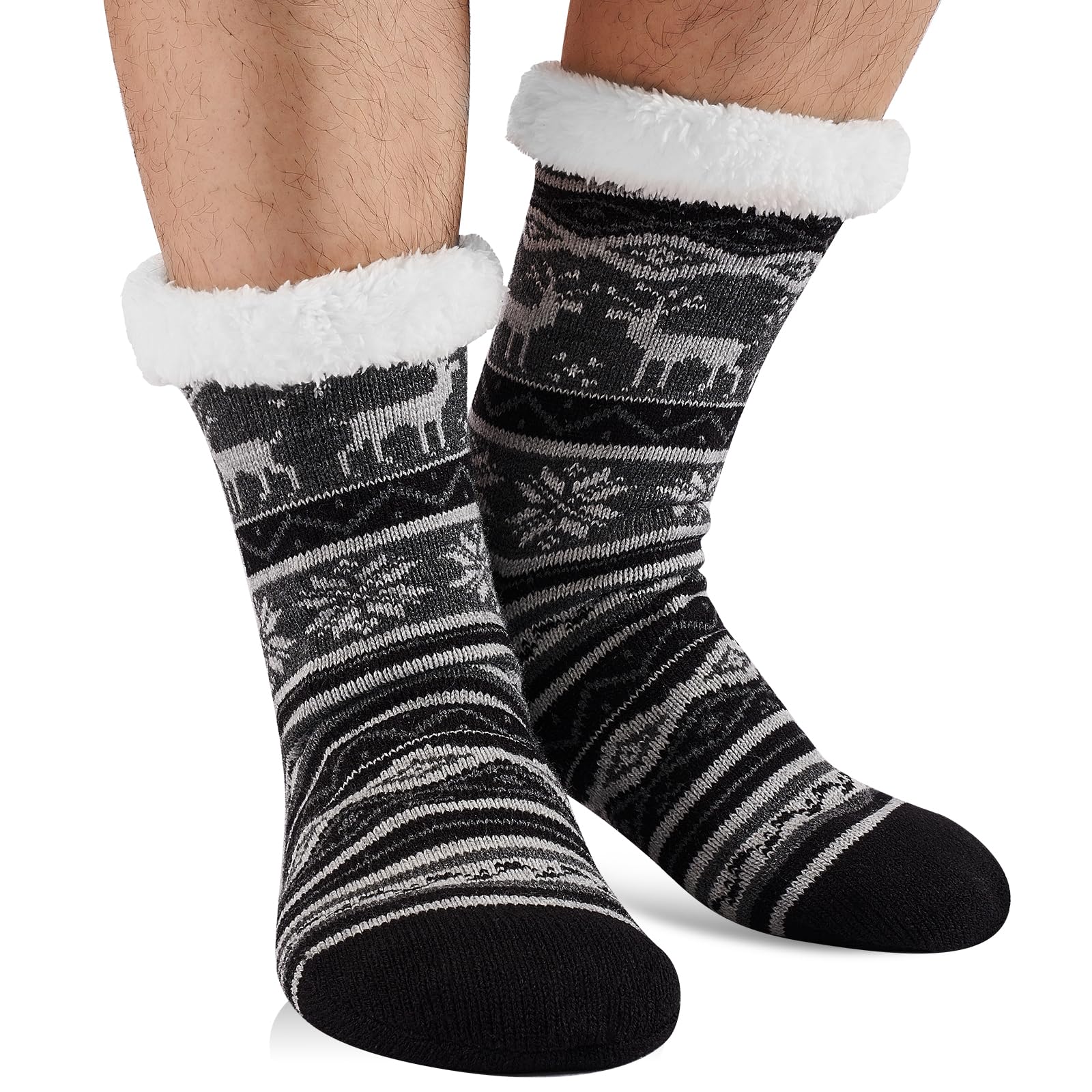 SockWaddles Kuschelsocken Herren, dick, rutschfest, weich und warm, 39–46 | Flauschige Haus- und Bettsocken mit rutschfesten Noppen; weich und warm für kalte Wintertage auf Holz- und Fliesenböden.