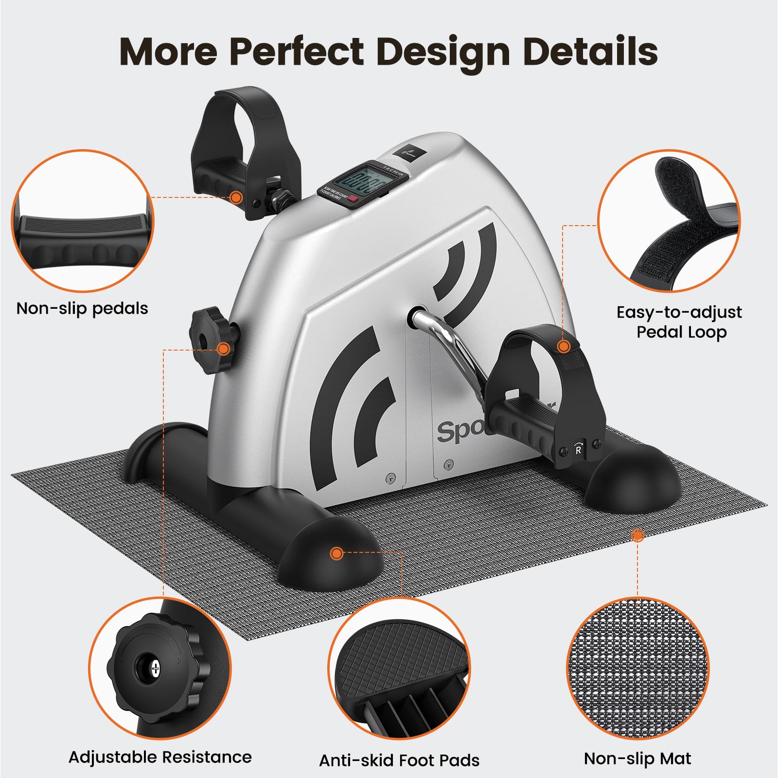 Sportneer mini hometrainer pour seniors avec écran LCD, vélo de table ergomètre entraîneur bras et jambes