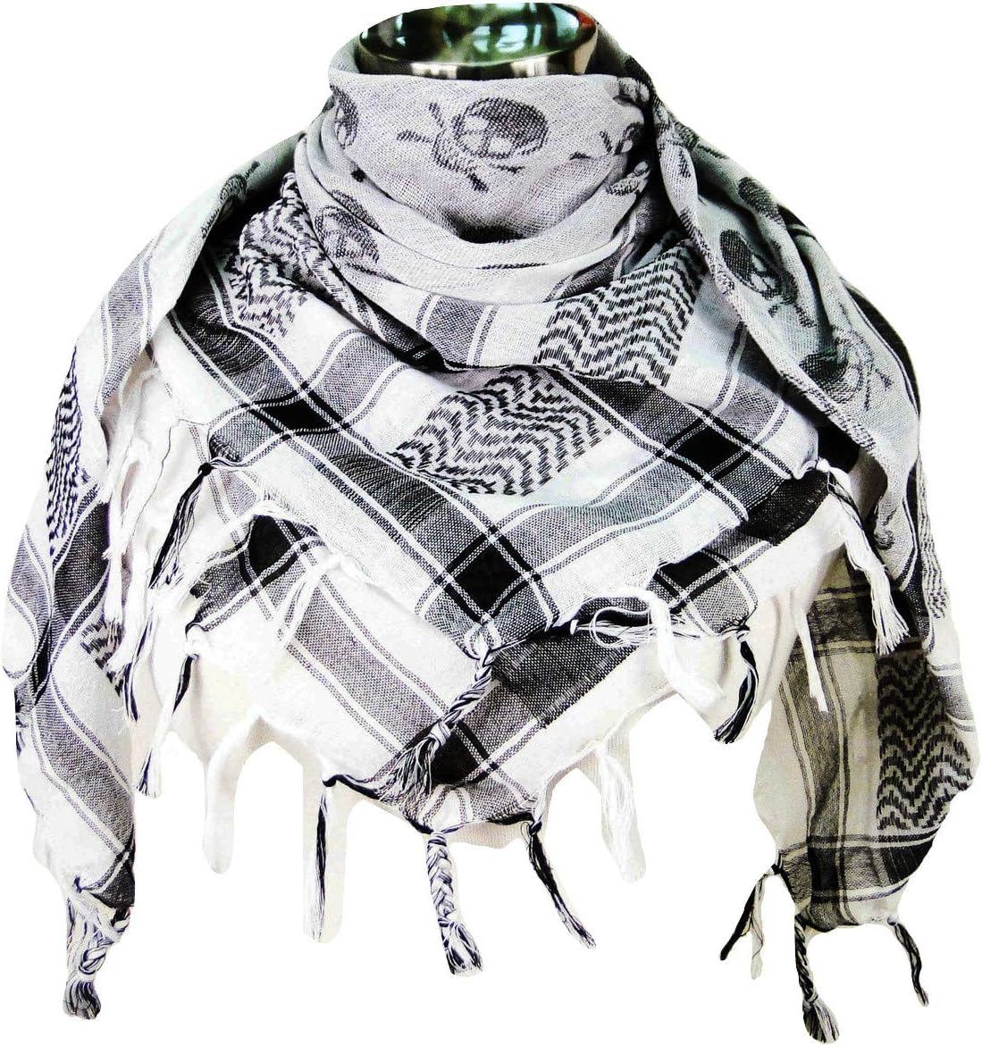 Tapp CollectionsPremium Skull Pattern Shemagh Head Neck Scarf - Black/White