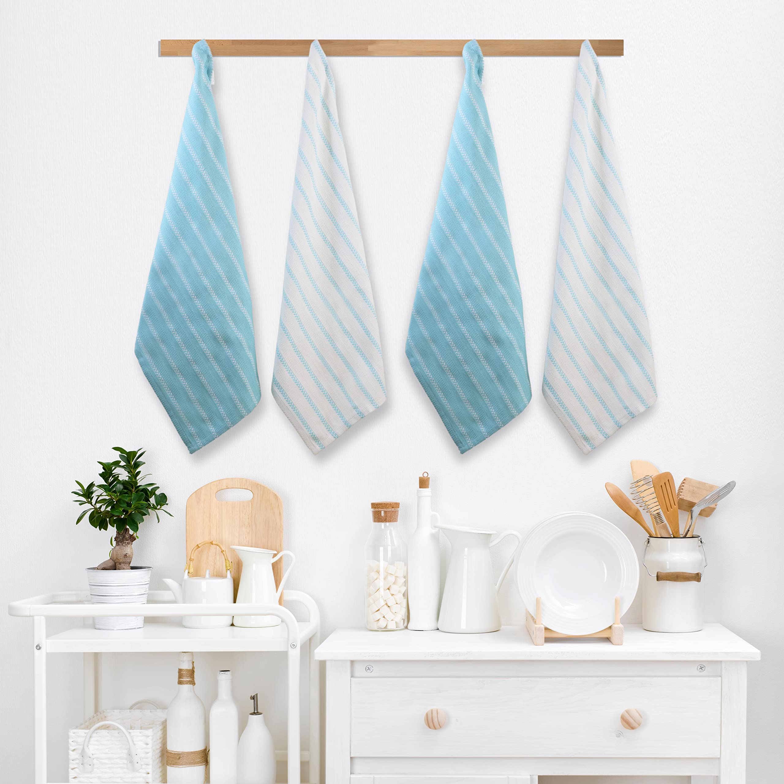 LANE LINEN Kitchen Towels Set, Pack of 4 Cotton Dish Towels for Drying Dishes 18”x 28”, Kitchen Hand Towels, Absorbent Tea - Image 4