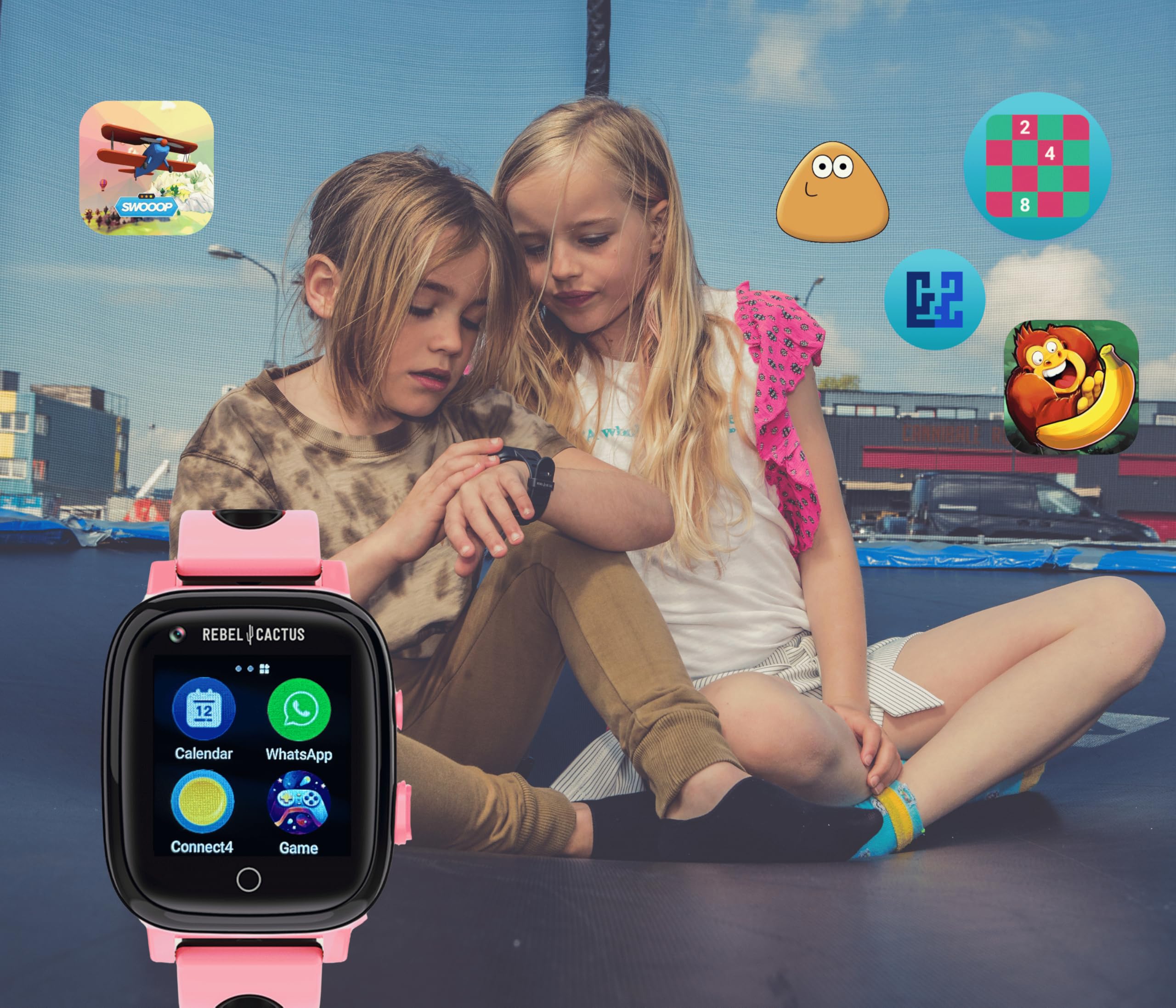 Rebel Cactus GO Smartwatch Kids - Kids Watch with Phone - GPS Tracker,  Camera, Phone, Video, Whatsapp - Watch with Educational Functions - Pink :  ...
