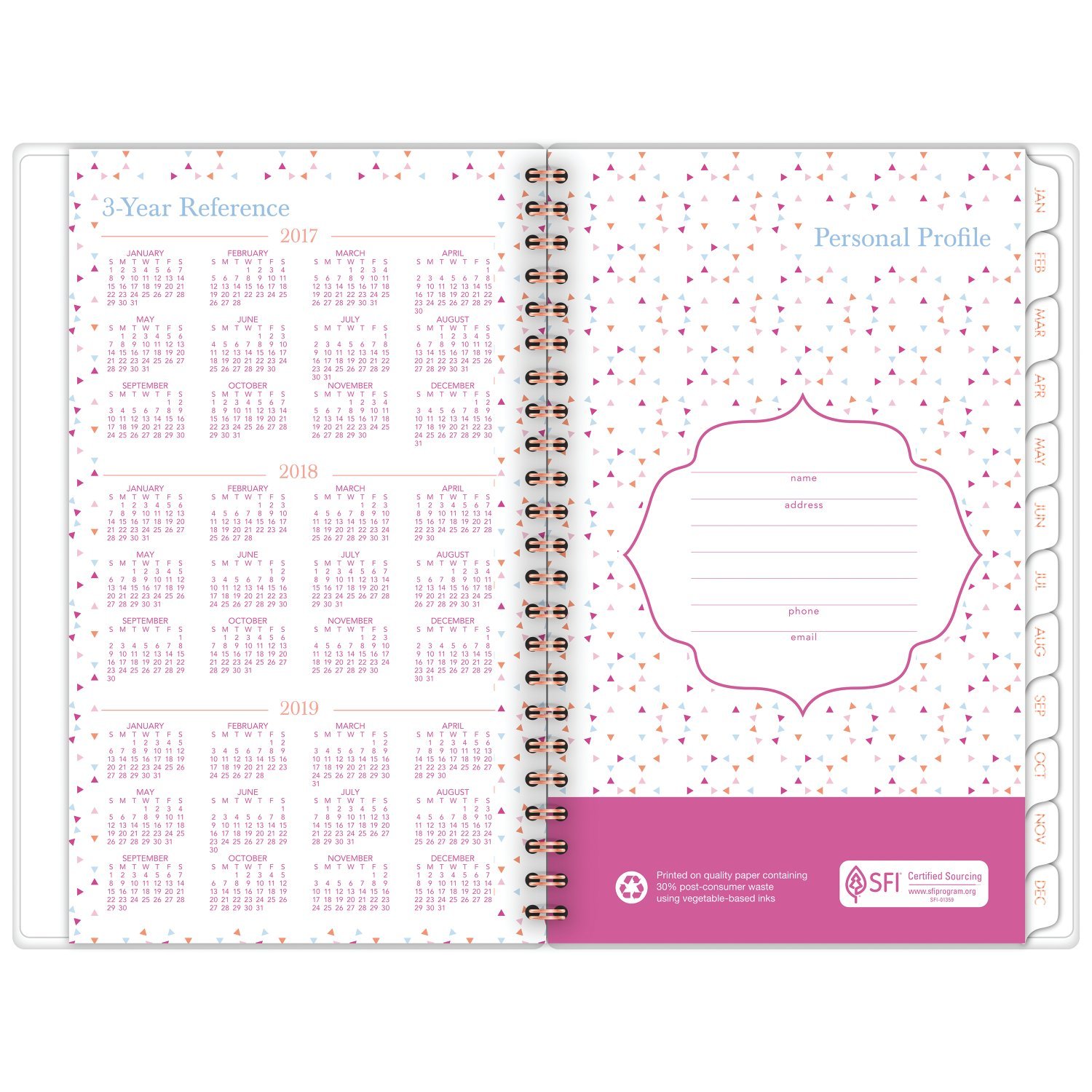 AT-A-GLANCE Agenda settimanale/mensile personalizzabile, da gennaio 2018 a dicembre 2018, 1048-201 cm x 20,3 cm, Spritz (1048-201)
