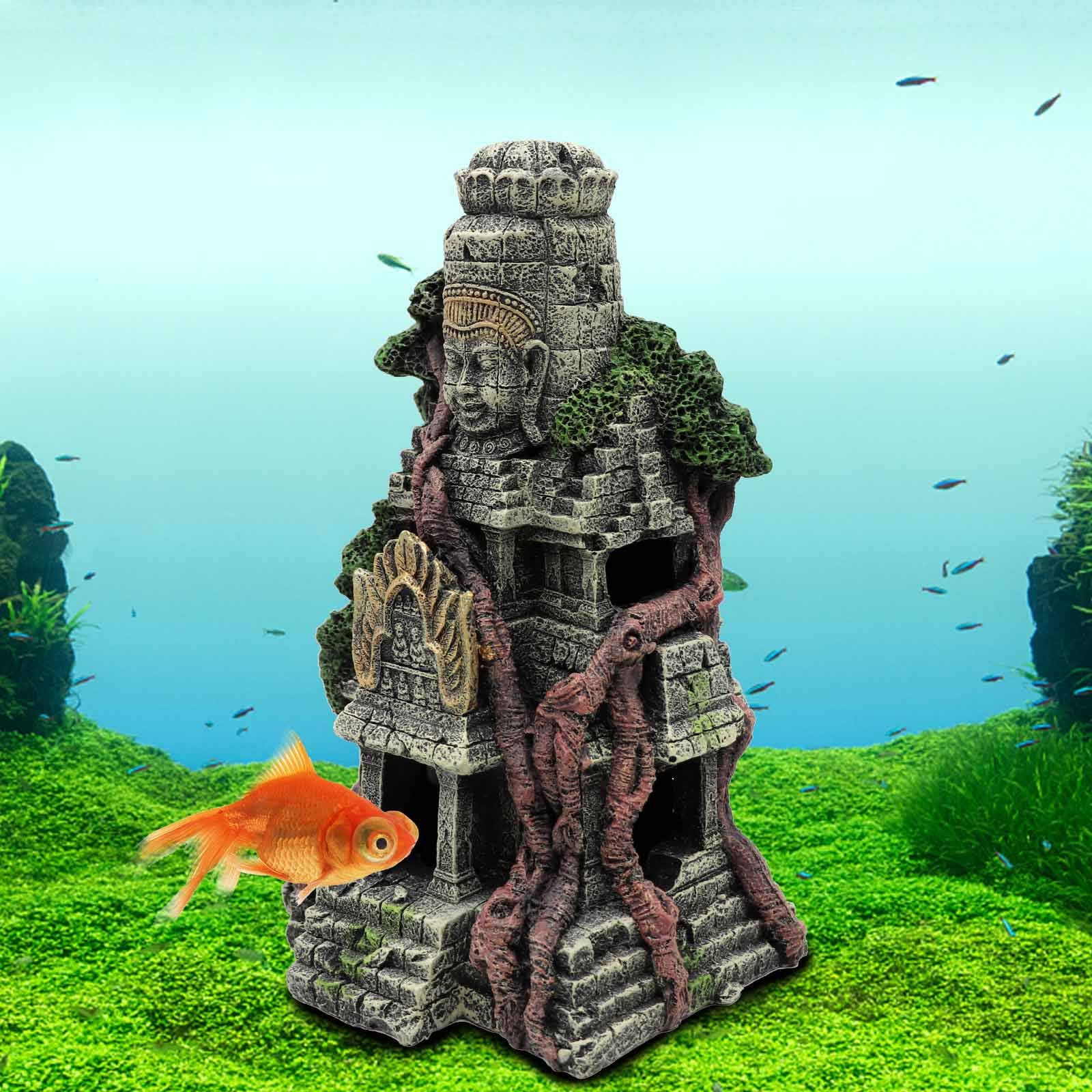 Decoracion Acuario Estatua De Buda Decoración Acuario Escondidos Cueva, ​Adornos para Acuario Decoracion Piedras 27 X 15 X 9.3 CM