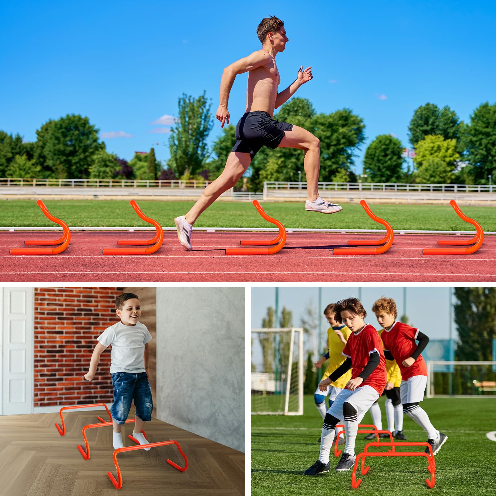 Equipo de entrenamiento de obstáculos de agilidad, 10 obstáculos de velocidad y conos de fútbol con bolsa de transporte para ejercicios de fútbol, fútbol y pista, ideal para niños y atletas