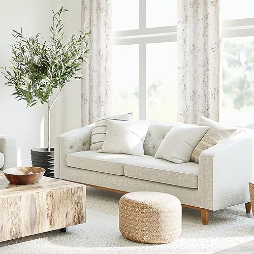 Miniatura 5 de Topfinel Juego de 2 paneles de cortinas traslúcidas de lino verde azulado de 84 pulgadas de largo, cortinas transparentes con ojales para sala de