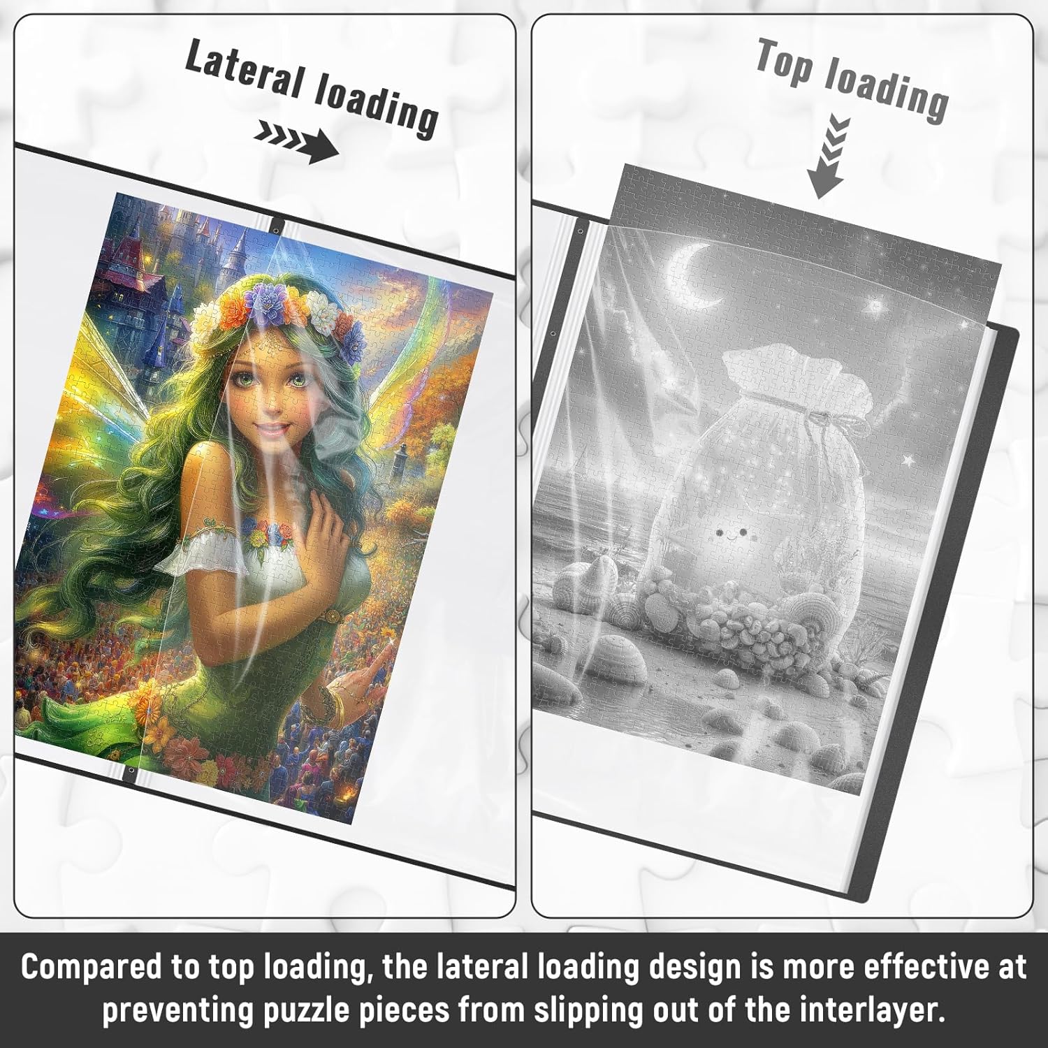 Puzzle Storage Folder for 1000 500 Pieces with 24 Sheets/48 Puzzles, Large Capacity Portable Puzzle Album to Store Finished Puzzles