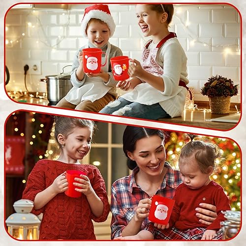 Miniatura 6 de Umigy 12 tazas de plástico de Papá Noel de Navidad de 12 onzas con asas para suministros de fiesta de invierno – Jengibre Hombre de jengibre vasos
