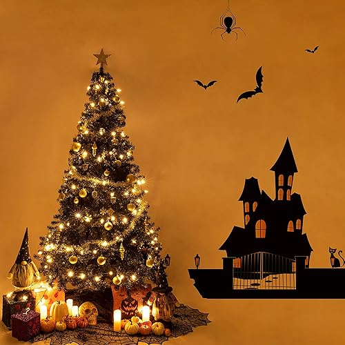 Miniatura 3 de Sunnyglade - Árbol de Navidad artificial de 6 pies  1.82 metros de Halloween de 1.000 puntas de árbol de decoración de temporada con soporte de