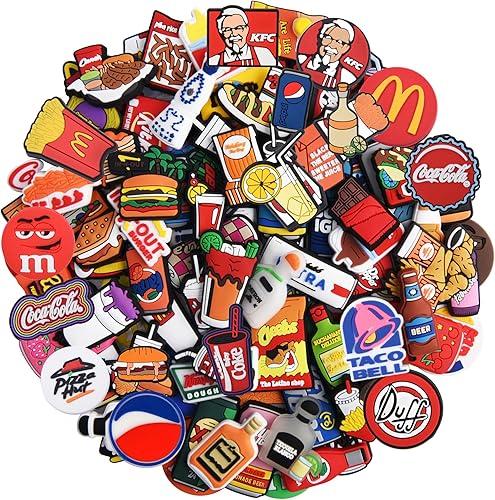 XQNB Lote de 30,50,100 dijes de zapatos al azar de PVC Decoración de zapatos diferentes de PVC