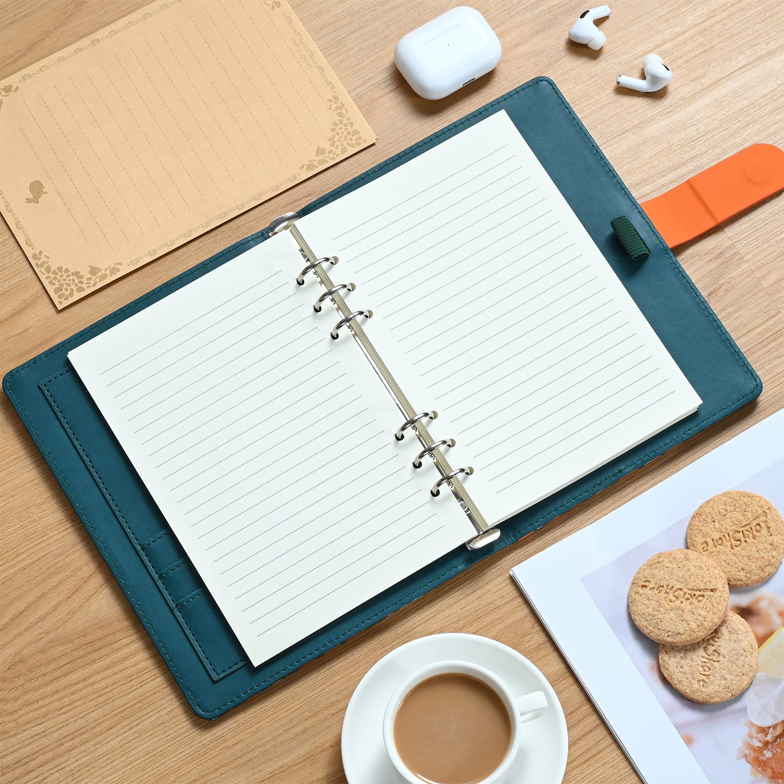 AxeWoodz Couverture De Carnet De Notes à Broderie A5 Avec Motif Fleur Rechargeable à 6 Anneaux En Tissu Mignon