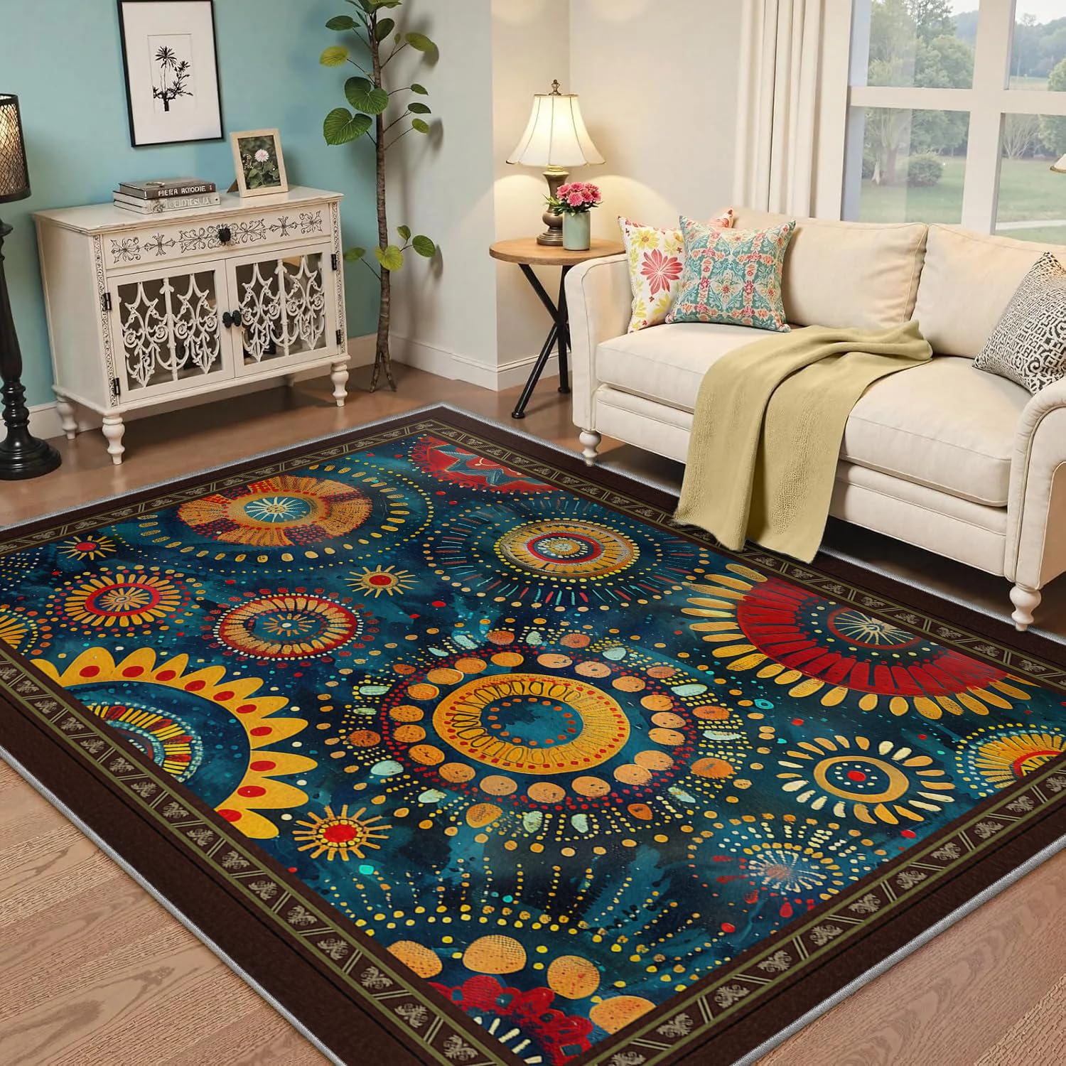 Tapis Salon bohème Doux Lavable 60x120