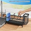 Soporte para esponja Cisily para fregadero de cocina, organizador de fregadero con porta cepillos | Organizadores y almacenamiento esenciales para encimera de cocina, acero inoxidable 304 resistente a la oxidación (negro, 9.25") 7