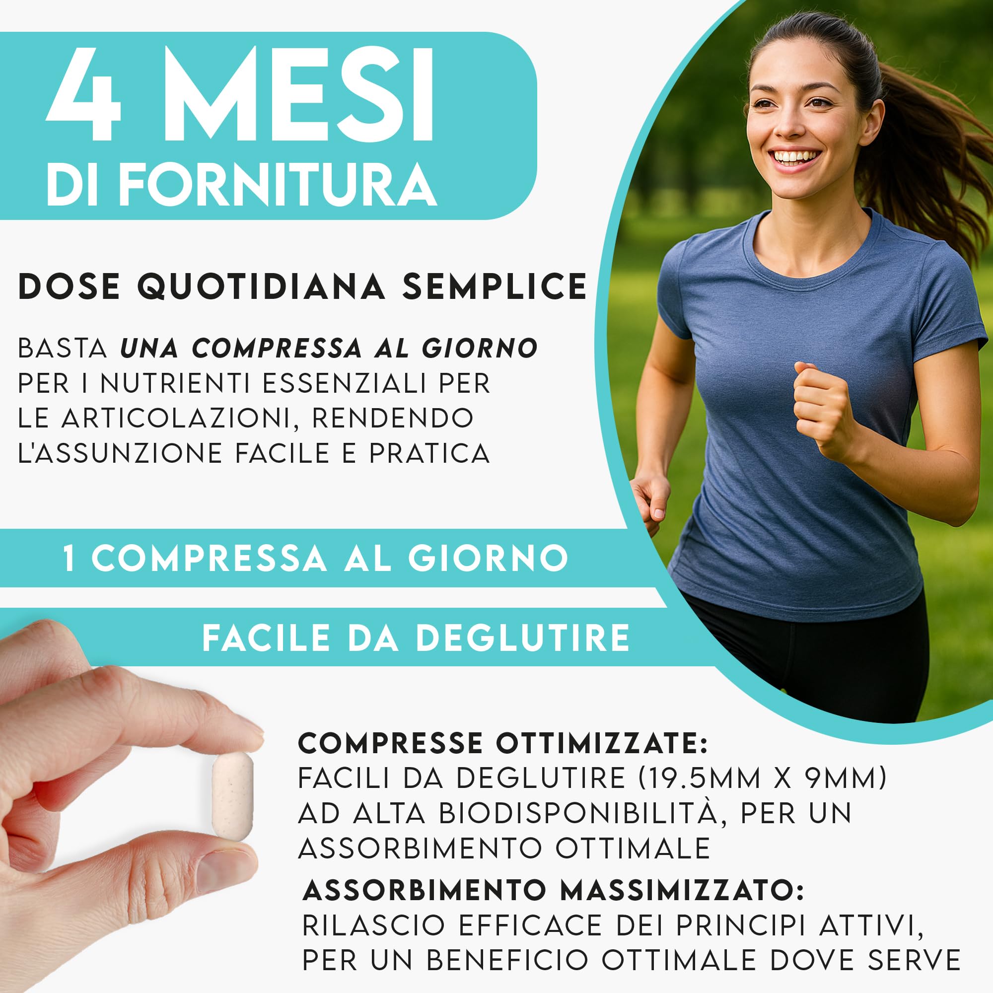 Glucosamina Condroitina MSM 888mg - Integratore Articolazioni e Cartilagine Ginocchio con Collagene, Acido Ialuronico, Vitamina E, Boswellia - 4 Mesi, 120 Compresse da 888 mg