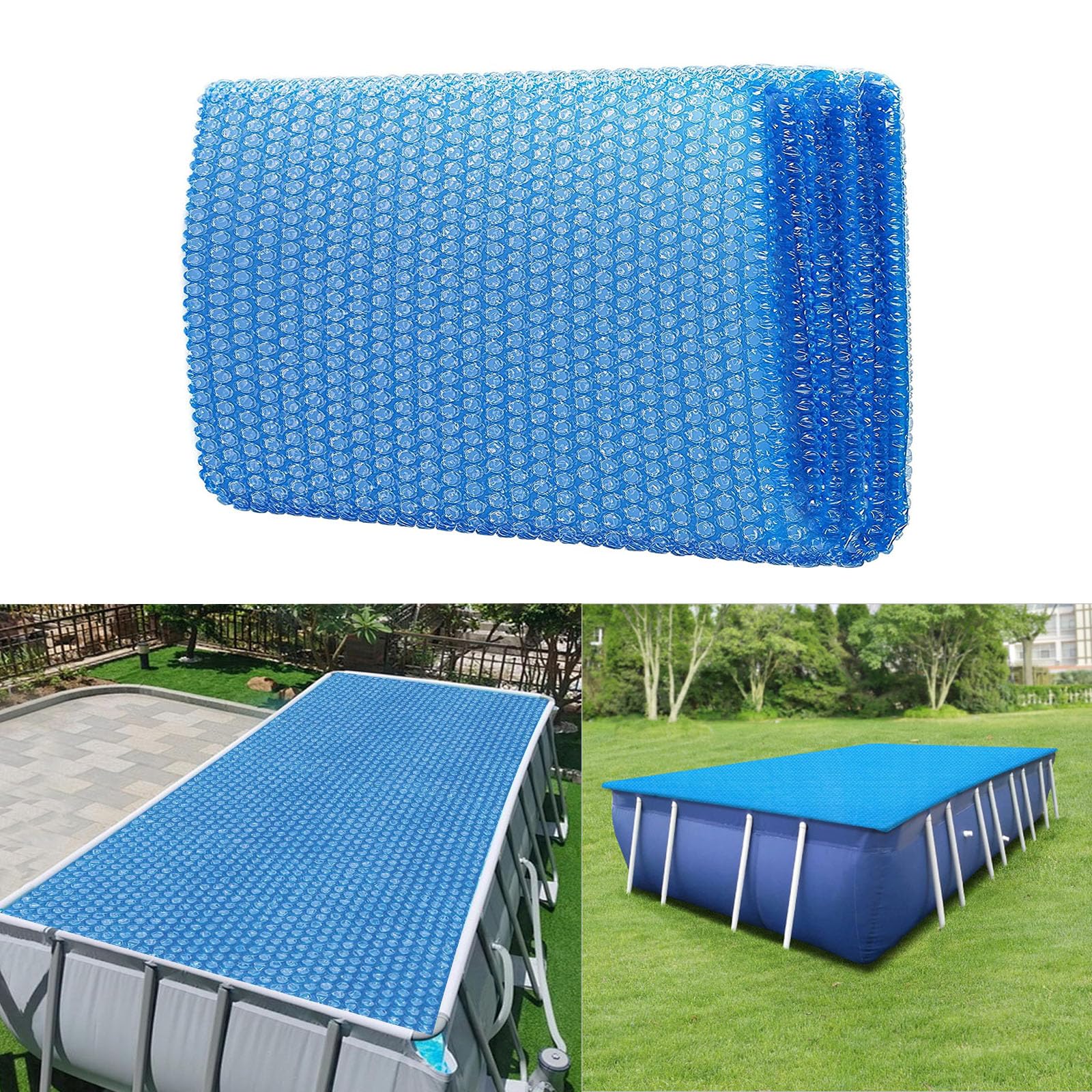 Bâche Solaire pour Piscine 320 x 680 cm pour Chauffer l'eau Chauffage Solaire Couverture de Piscine Découpe Individuelle pour Piscines, Bleu