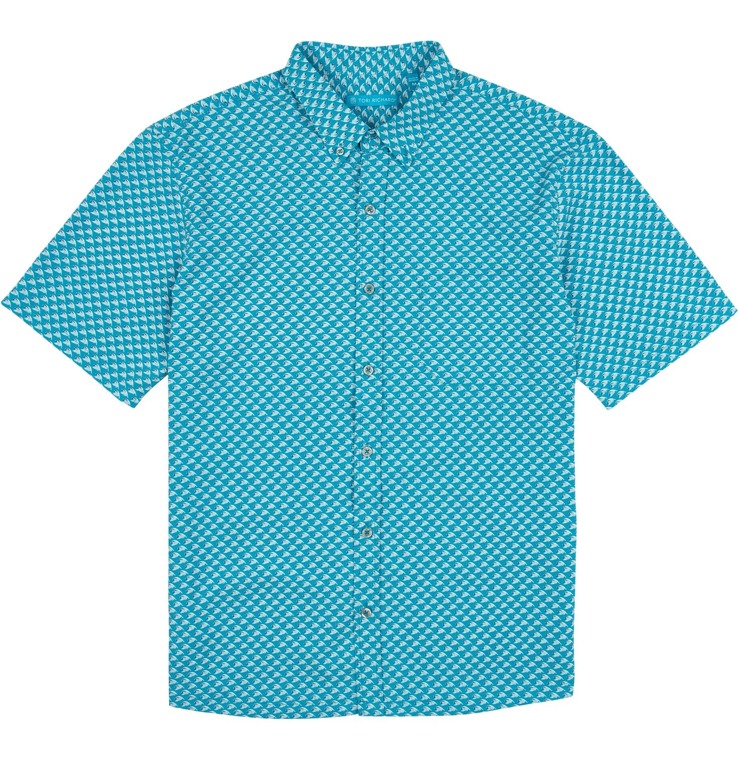Tori RichardWind Swell Aqua Medium Short Sleeve Hawaiian Shirt