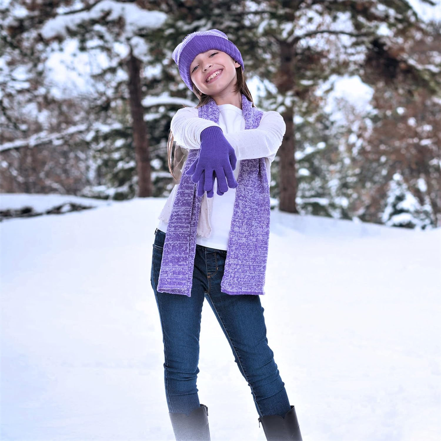 Swak Girls Hat,Scarf & Glove Set-Kids Cold Weather Winter Accessories-Childrens 3 Pc Beanie set-Big Girls Hat Scarves & Glove : Clothing, Shoes & Jewelry