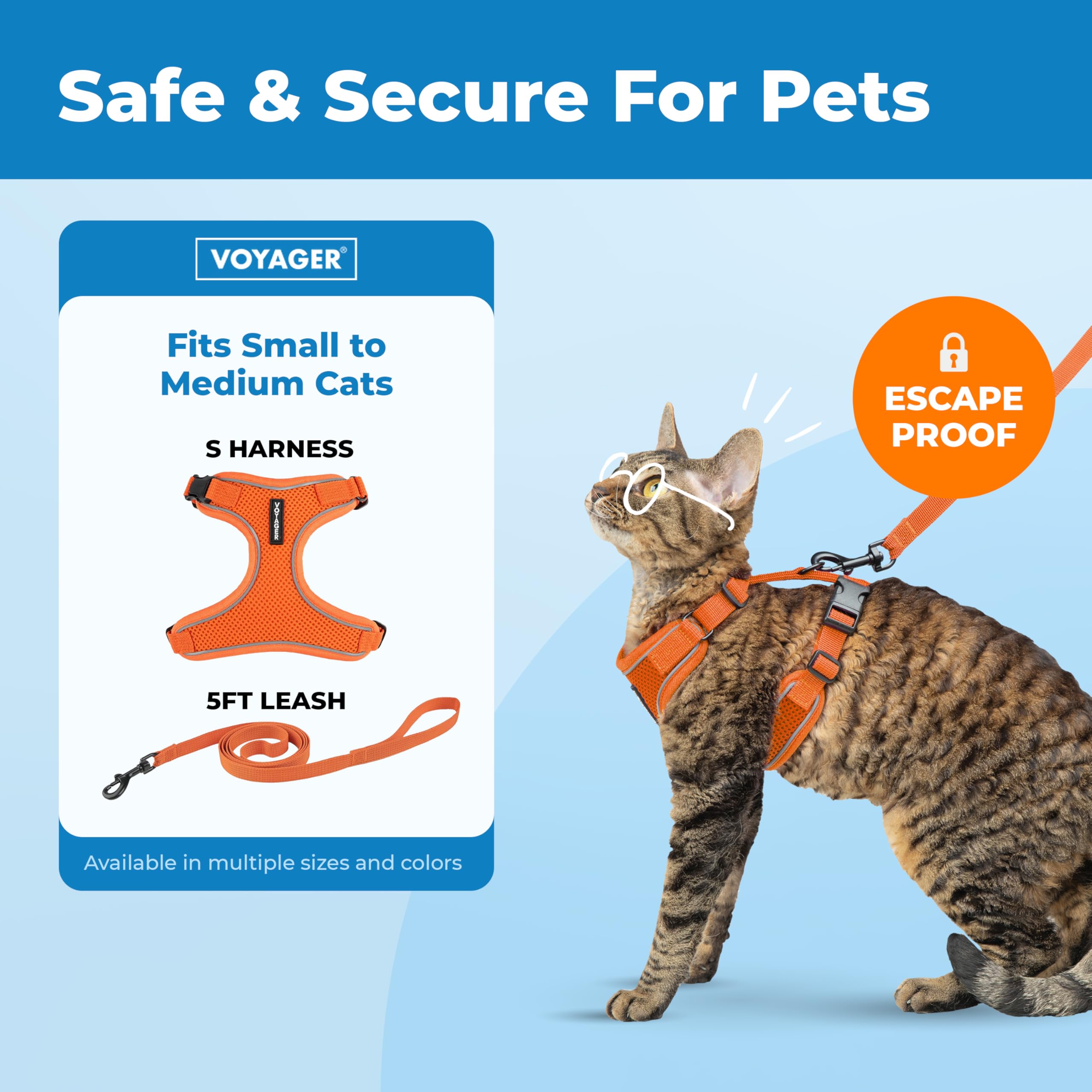 Voyager Escape Proof Cat Harness and Leash Set including Reflective Stitching, Neoprene Handle 5ft, Supports Small - Image 2