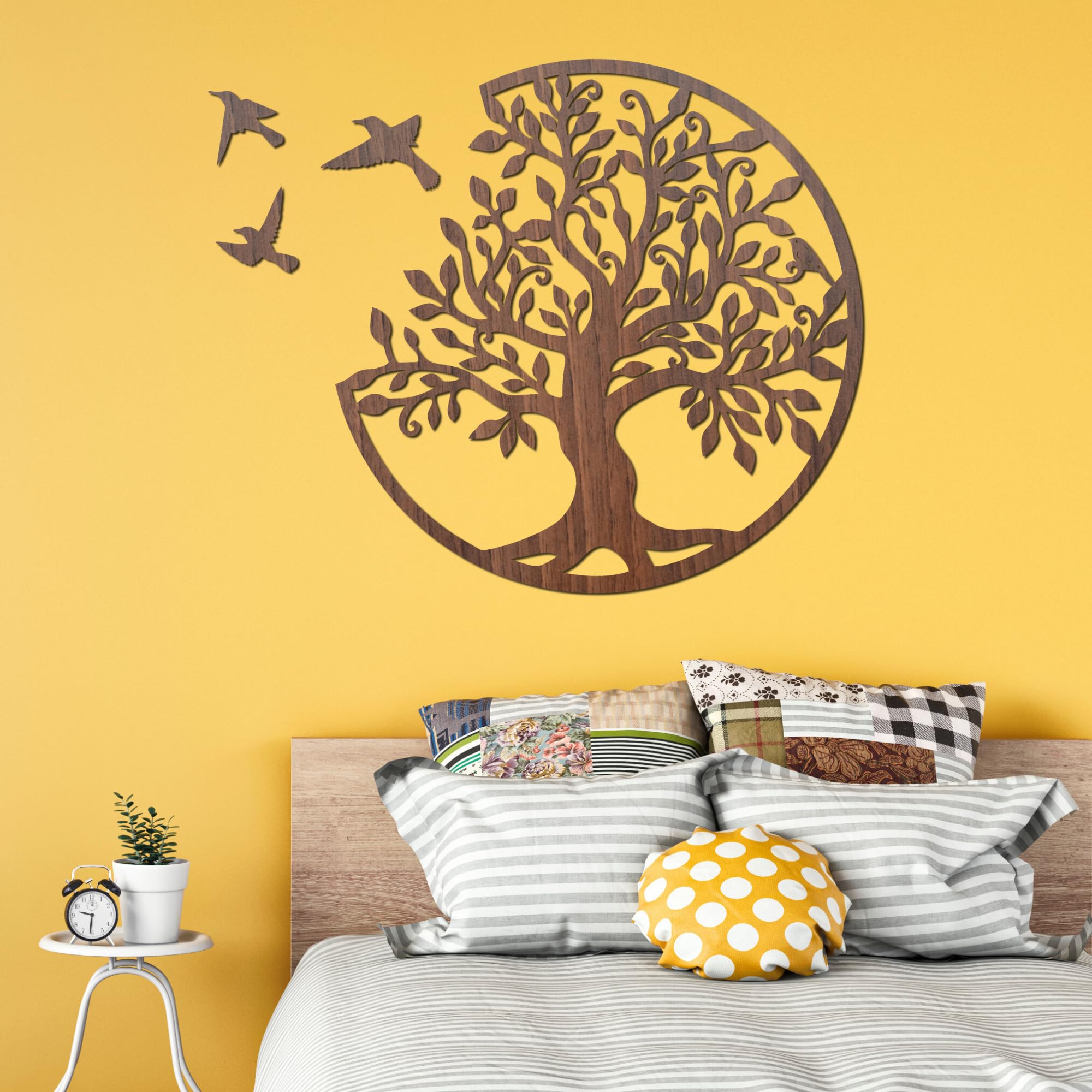 SENTOP HDF0504 Baum des Lebens, Geschnitztes Bild an der Wand aus Holzmaterial für den Innenraum, HolzKunst Dekor (Walnuss, 120 cm)