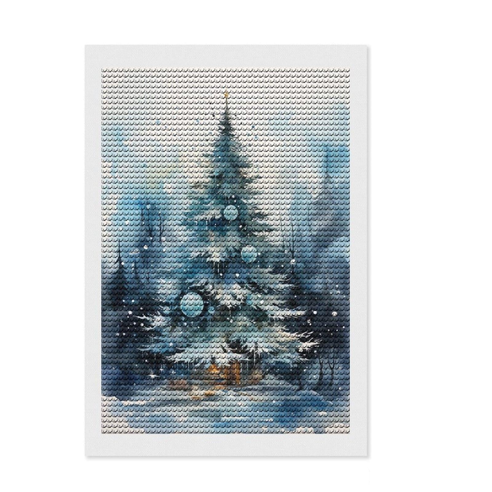Junmoney Yuletide Tranquility Diamond Art Canvas 8"x12", for Adults, Enjoyable At-Home Hobby, Bedroom Decor, Festive Craft Gift, Easy to Enjoy