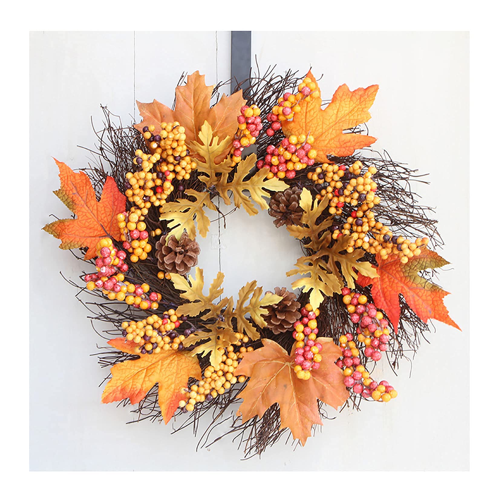 WEIGE Couronne d'automne Couronne de Citrouille d'automne, couronnes d'automne pour Porte d'entrée, décorations d'halloween de Couronne de Fleurs, Couronne de récolte Couronne de Feuille d'érable