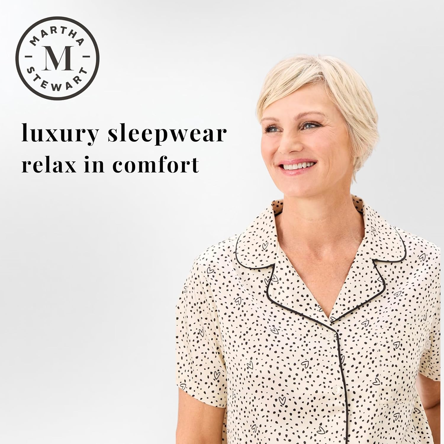 Martha Stewart Pajamas for Women | Luxury 2-Piece Set | Short Sleeve V-Neck Button-Down | Soft, Breathable Comfort - Image 2