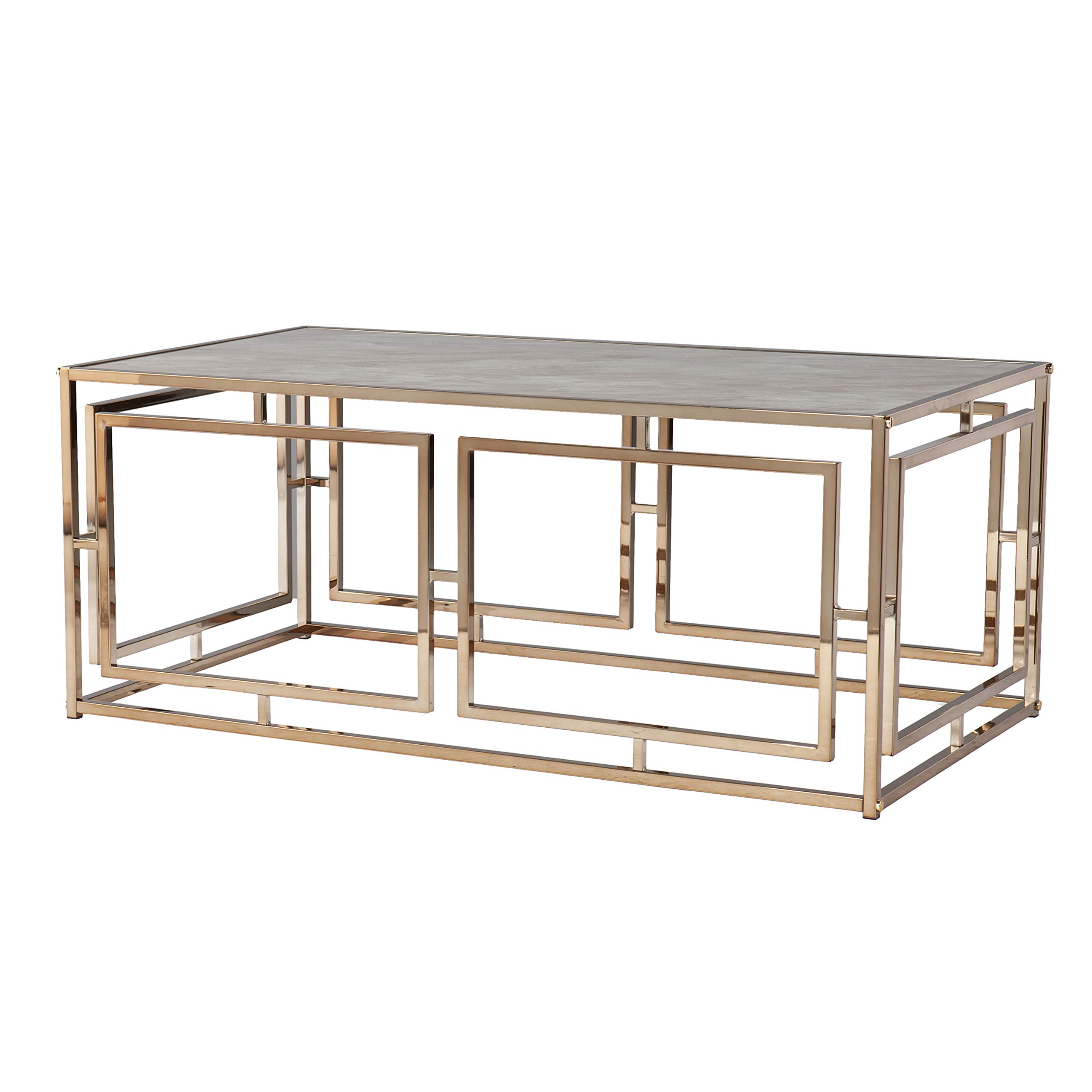 SEI Furniture Simondley Cocktail Table, 24D x 43.75W x 18H in, Champagne w/Pale Gold Faux Marble
