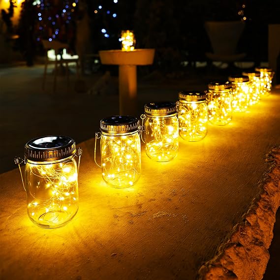 Cooo Garden Lantern Bundle 12 Pack Mason-Jar Lanterns +2 Pack Mosaic Lanterns