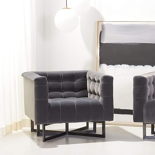 Couture Collection Myra Modern Charcoal Grey Tufted Velvet Accent Chair