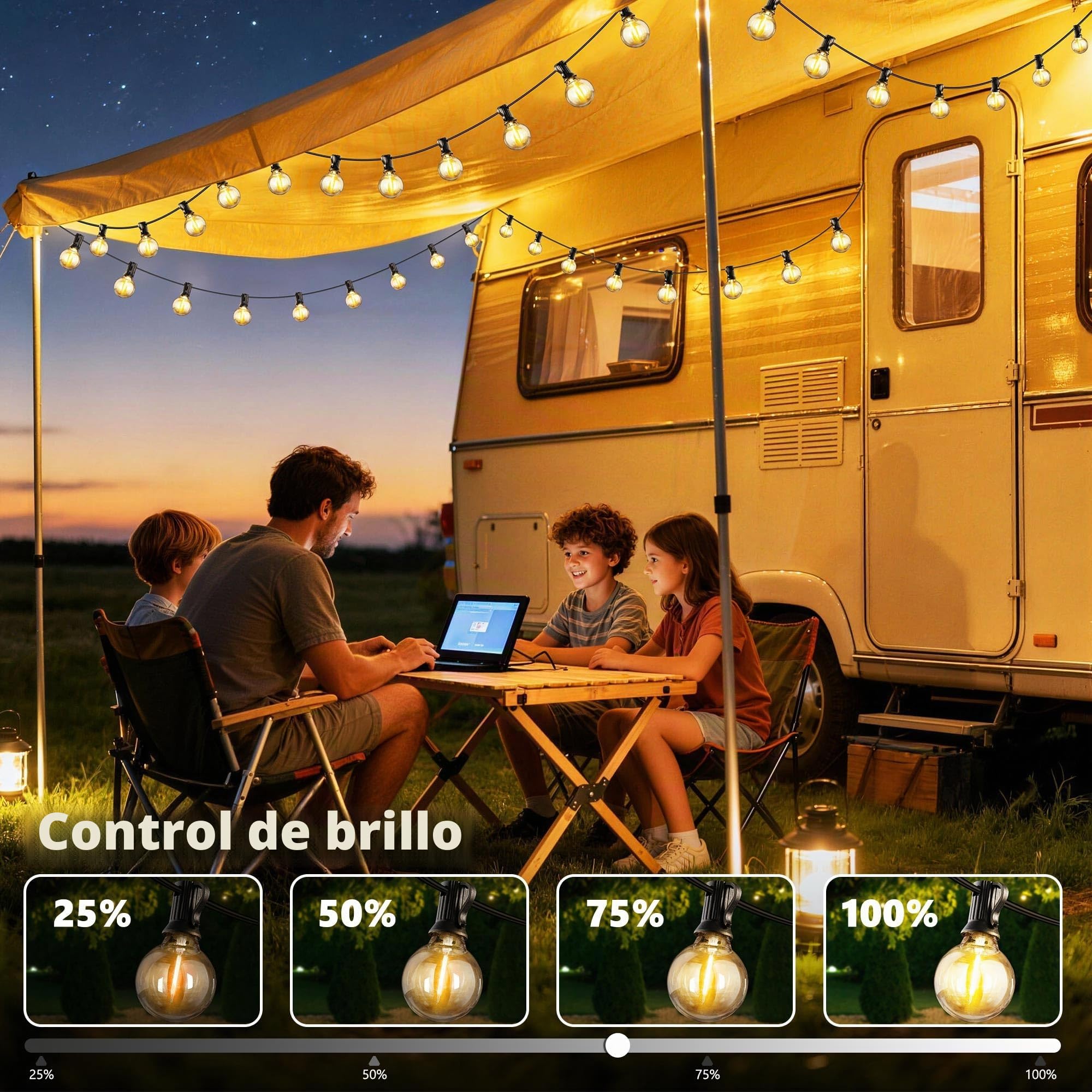 Joomer Guirnalda Luces Exterior, 30M Guirnaldas de Luces Exterior con 42+1 G40 Bombillas, 3 Modos Impermeable Luces Led Interior con Enchufe para Jardín, Patio, Café, Fiesta, Terraza