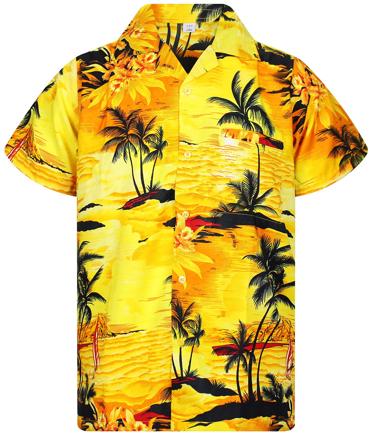 V.H.O. Funky Hawaiian Shirt, Shortsleeve, Surf, Yellow, M