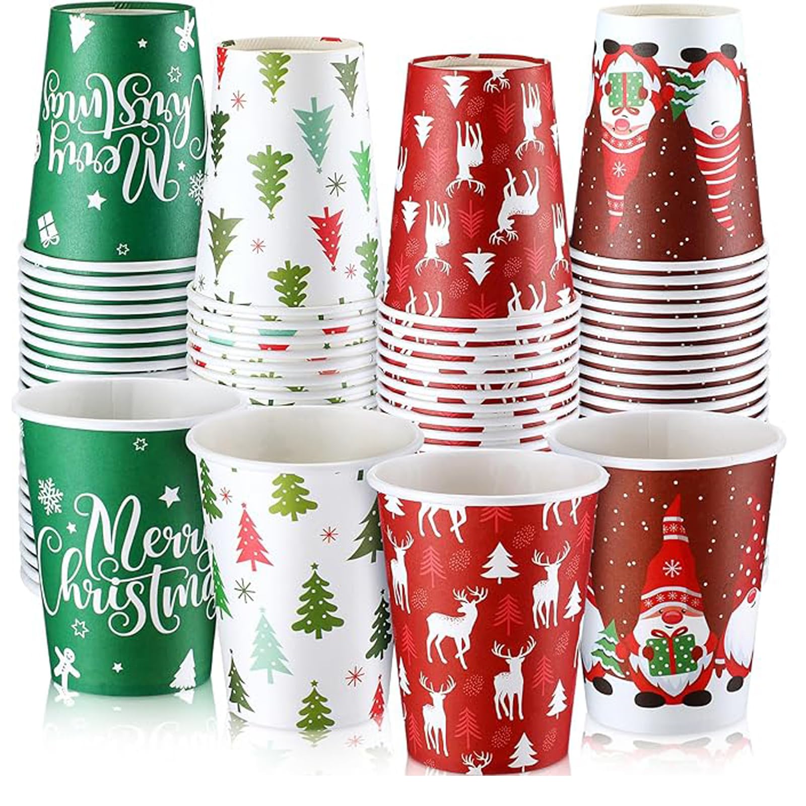 Amazon | LNwnmyyg クリスマス使い捨てカップ 9オンス クリスマス