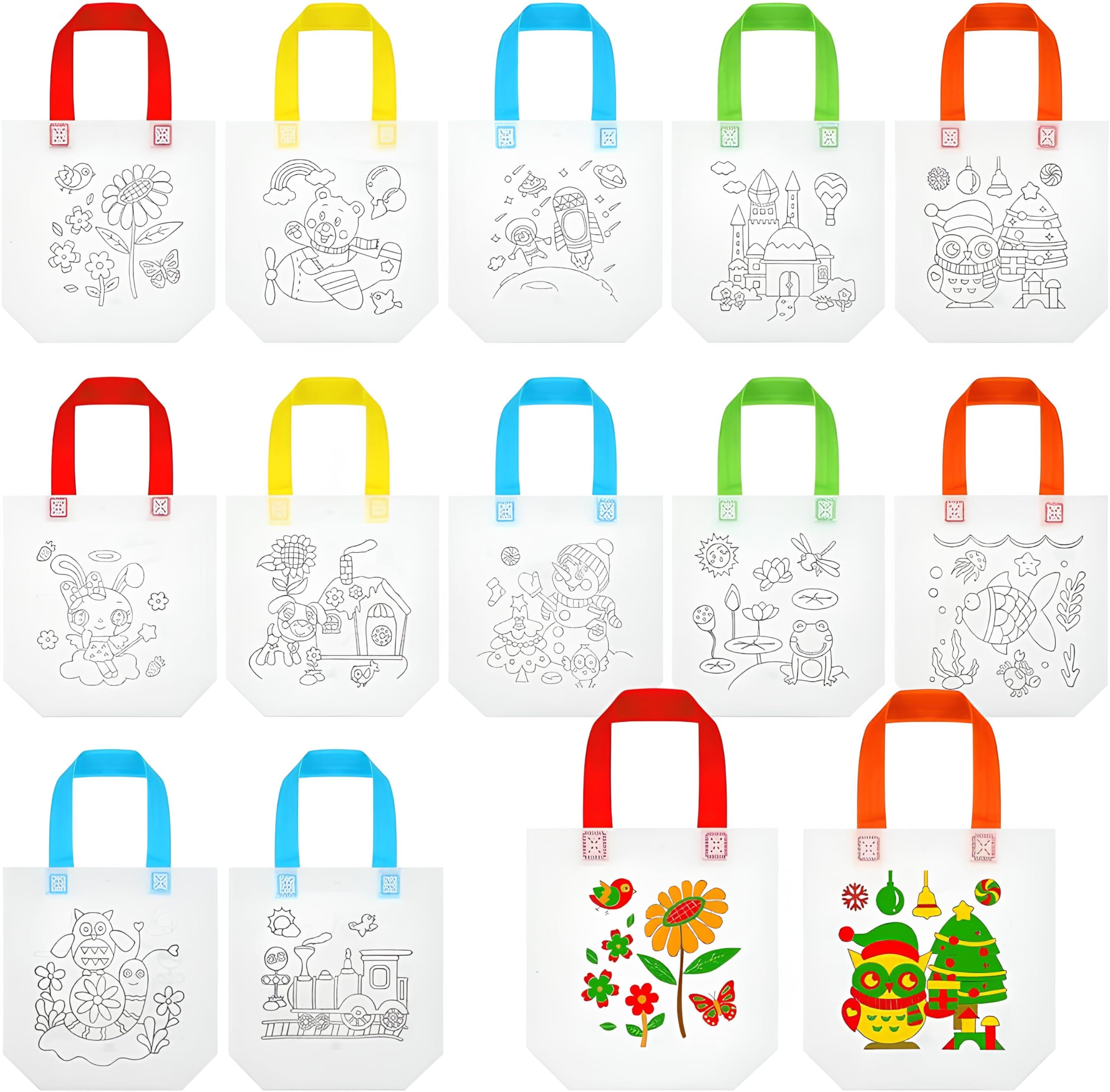HASTAP DIY Eco-friendly Graffiti Bag Children Reusable Handmade Canvas Painting Non-woven Bag Kids Art Craft Colour Filling Drawing Toy Party Gifting Bags for Return Gifts (Assorted, 12pcs) (B0CS6XWPLL) Amazon Price History, Amazon Price Tracker