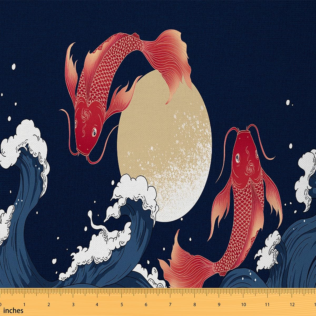 Tela japonesa Ukiyoe para retapicería, decoración de pesca, por patio, para mujeres y hombres, estilo japonés, impermeable, tela para exteriores, para sillas, niños y niñas, 3 yardas (276 x 150 cm)