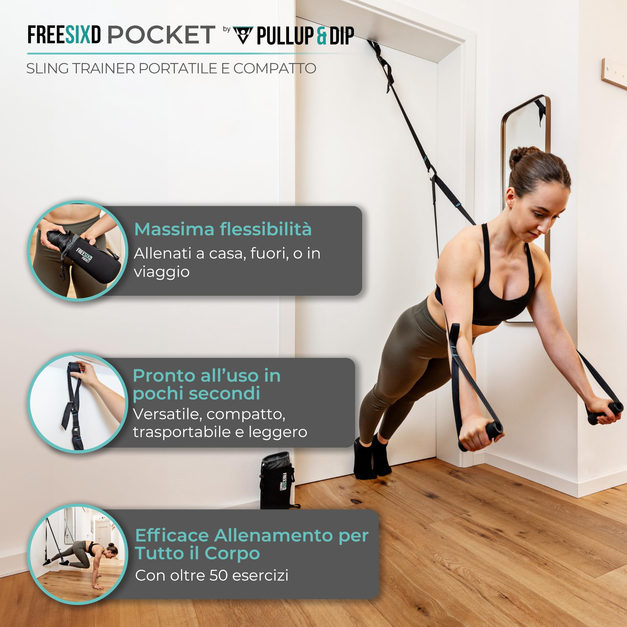 Allenamento Sospensione Kit - Sling Trainer Set, Sospensione per Fitness straps Incluso Ancoraggio Porta per Palestra Casa - Adatto per in Viaggio e per l'allenamento in Interni ed Esterni