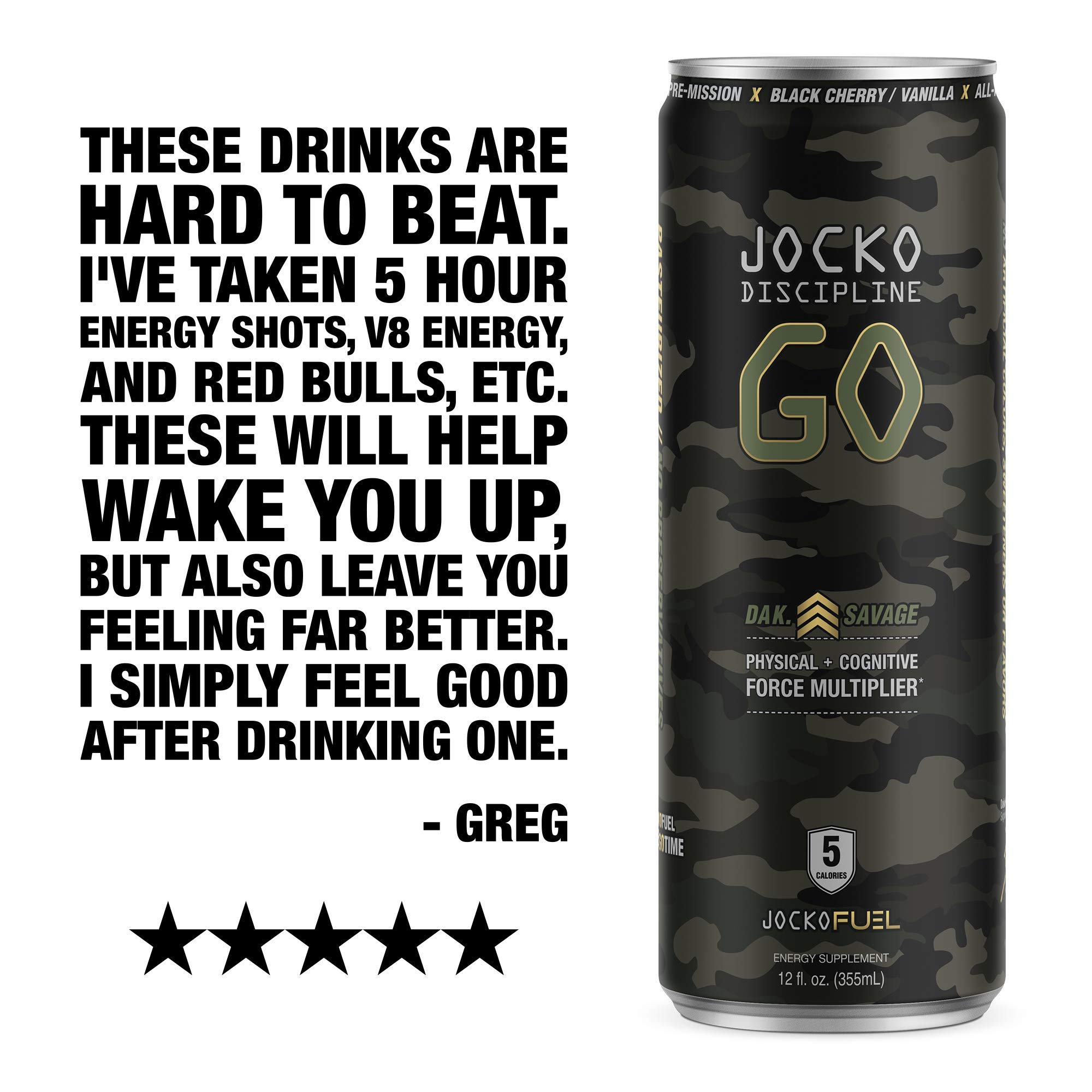 Jocko GO Energy Drink (Dak Savage) SugarFree AllNatural Nootropic