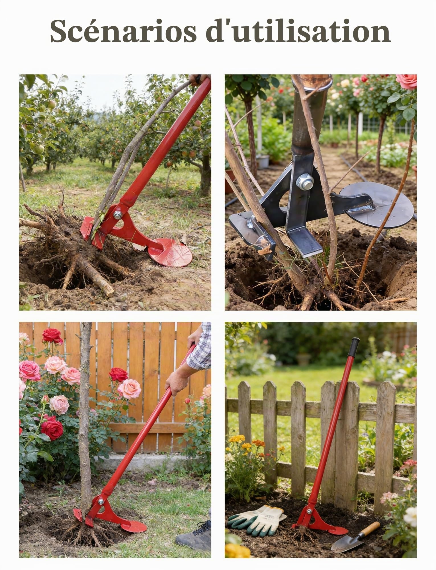 Outil de déracinement de racines d'arbre, extracteur de poteau de clôture robuste, extracteur de souche pour jardin, ferme, verger et extracteur d'arbre pour jeune arbre, extraction de racines de