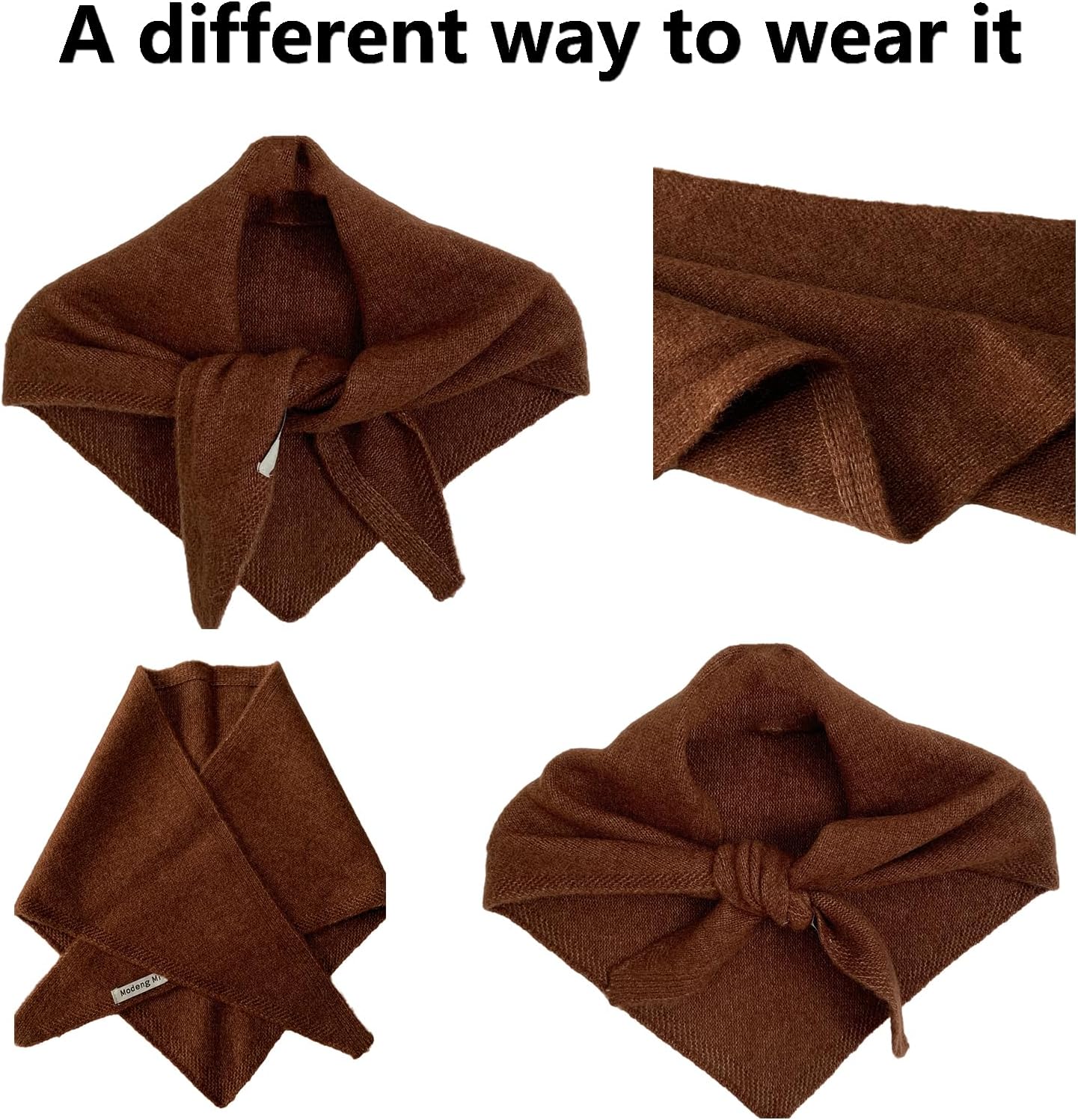 Triangle Scarf for Women Knitted Wool Headscarf Cashmere Feel Y2K Downtown Girl Aesthetic Streetwear Accessories - Image 5