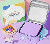 Vista 7 de Fimibuke Kids Bento Lunch Box with Food Jar, Leakproof Toddler Bento Box with 8.5OZ Insulated Food Jar, Lunch Bag & Utensils BPA Free Dishwasher