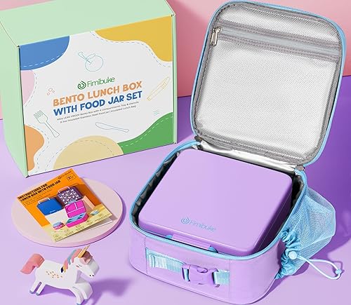 Miniatura 7 de Fimibuke Lonchera Bento para niños con tarro de comida, caja Bento a prueba de fugas con tarro de comida aislado de 8.5 onzas, bolsa de almuerzo y
