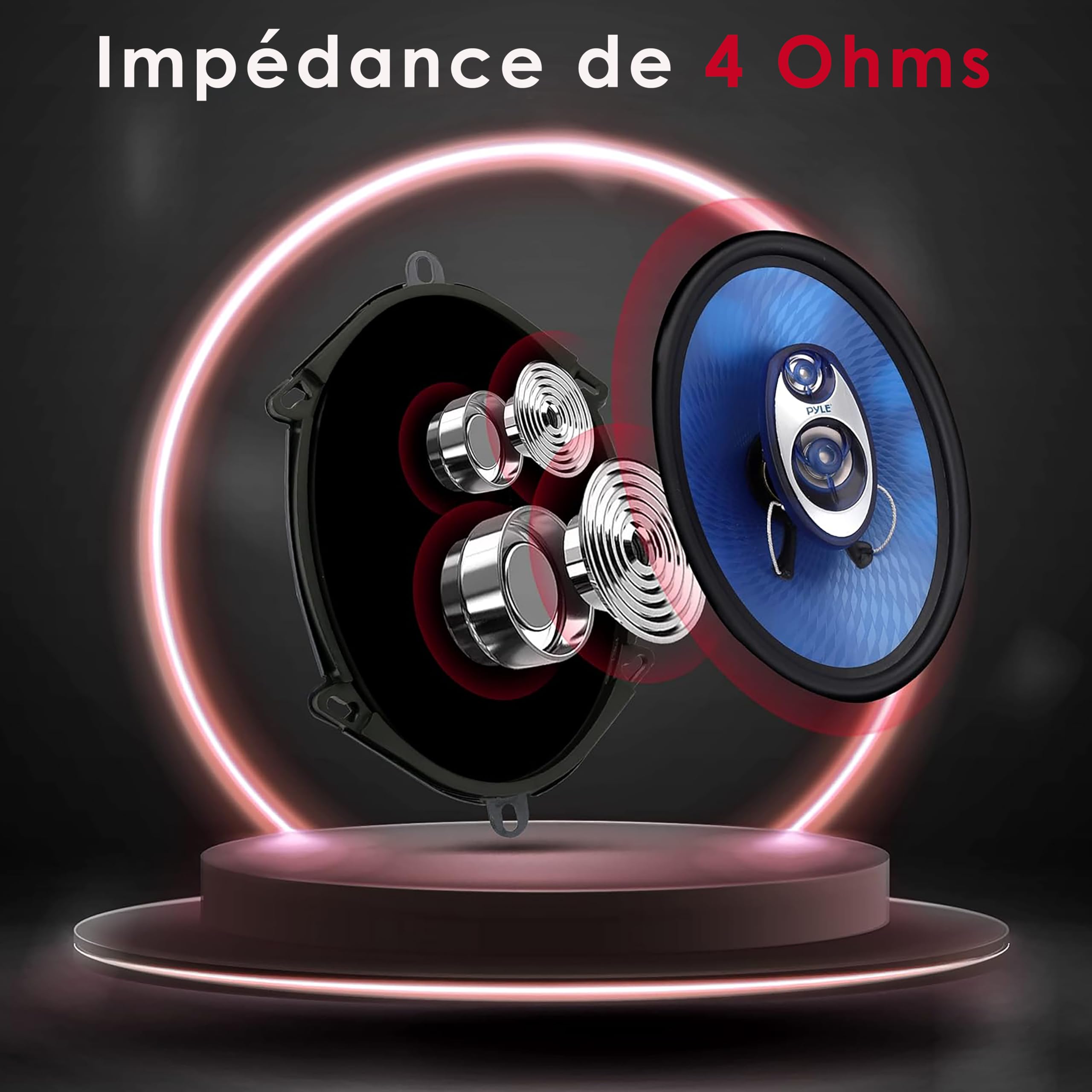 Haut-Parleurs Voiture Pyle 13x18 Cm Paire - 300W 3 Voies Cône Bleu Poly Injection Avec Grilles