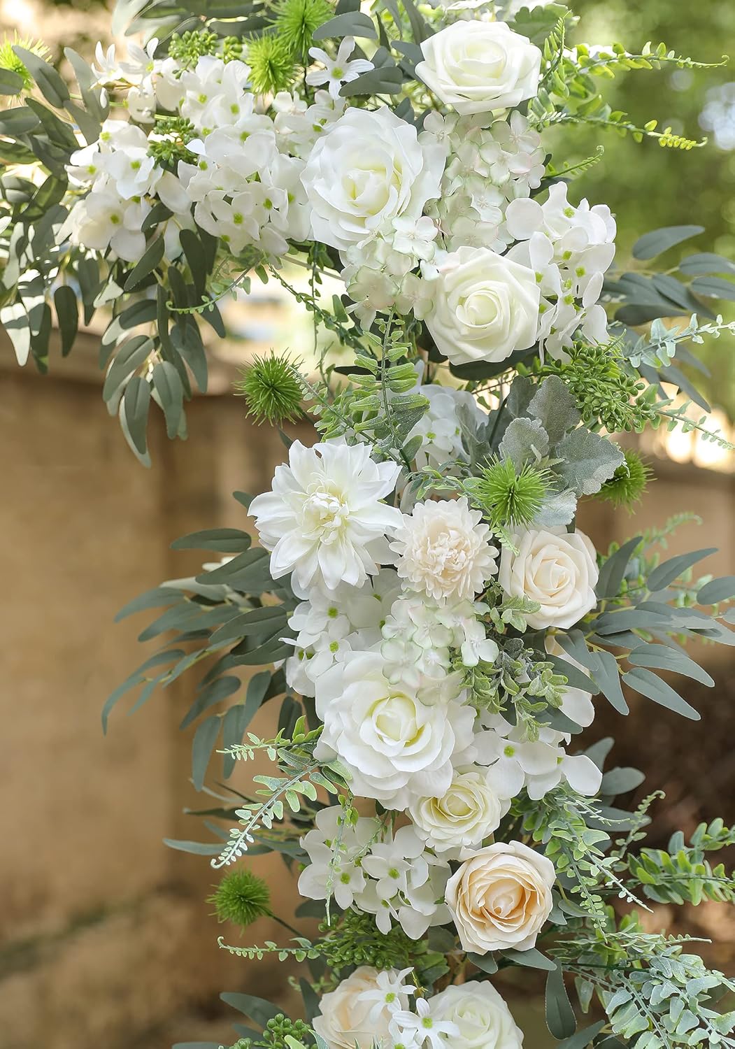 Artificial Flowers Combo Silk Mix Fake Flowers Leaf for DIY Wedding Bouquets Centerpieces Arrangements Party Baby Shower Home Decorations(Milk White) - Image 5